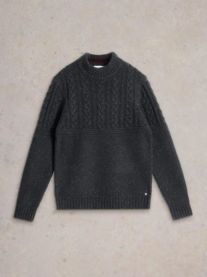 Men Berkley Crew Neck Jumper Charcoal Grey White Stuff Knitwear