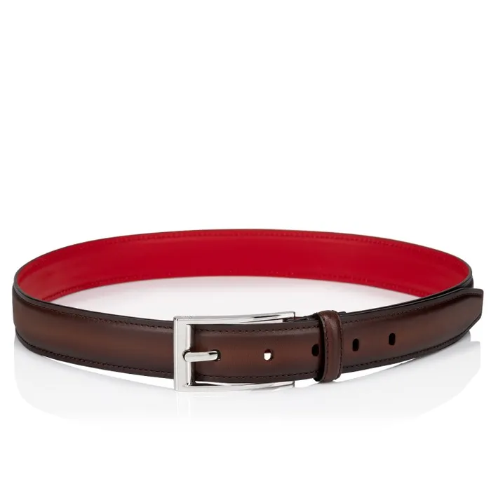 Men Bizzbelt Belt 8211 Patinated Calf Leather 8211 Havane Christian Louboutin Belts