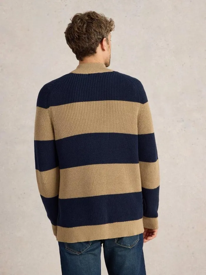 Men Block Stripe Funnel Neck Tan Multi White Stuff Knitwear Men Block Stripe Funnel Neck Tan Multi White Stuff Knitwear