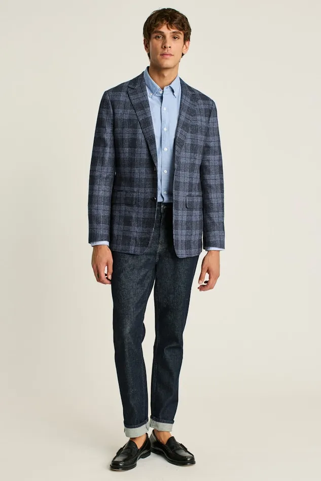 Men Bonobos Blazers and Sport Coats Effortlessly Refined Bonobos Jetsetter Unconstructed Blazer Navy Glen Check