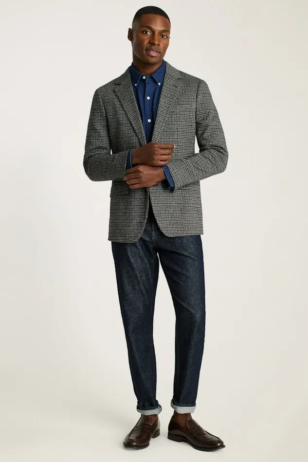Men Bonobos Blazers and Sport Coats Knit Blazer Charcoal Club Check