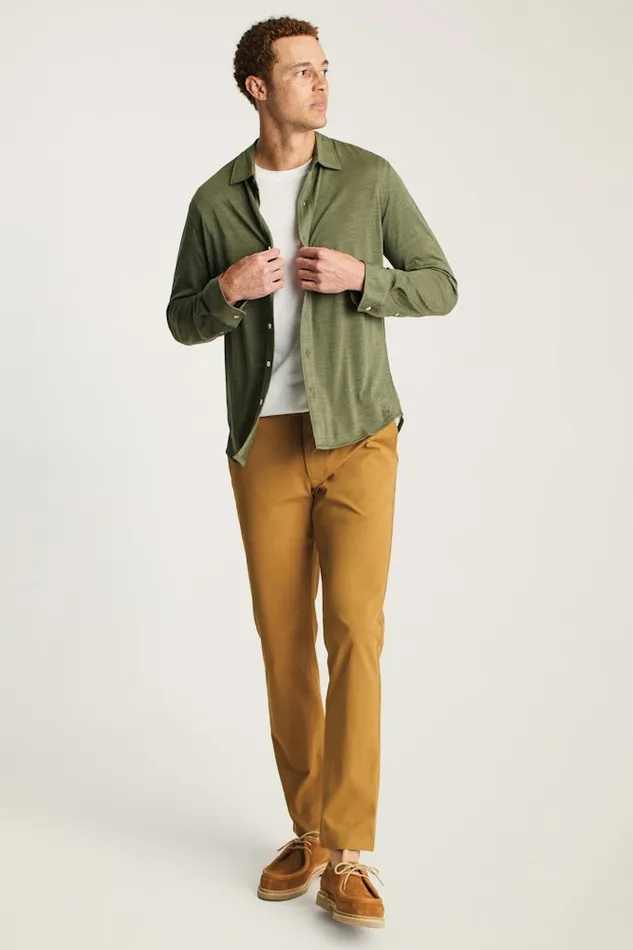Men Bonobos Casual Shirts Performance Merino Shirt Heather Olive Green