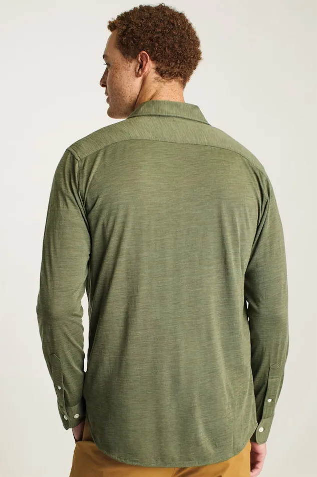 Men Bonobos Casual Shirts Performance Merino Shirt Heather Olive Green Men Bonobos Casual Shirts Performance Merino Shirt Heather Olive Green