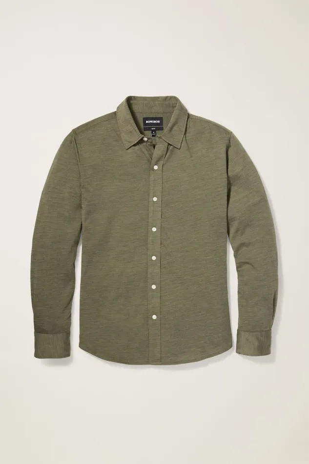 Men Bonobos Casual Shirts Performance Merino Shirt Heather Olive Green Men Bonobos Casual Shirts Performance Merino Shirt Heather Olive Green