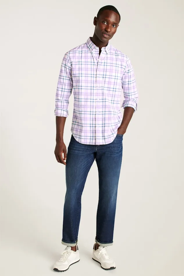 Men Bonobos Casual Shirts Stretch Everyday Shirt Bonobos Cotton Button Down Shirt White Lilac Hutchinson Plaid