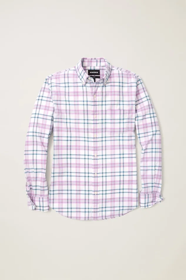 Men Bonobos Casual Shirts Stretch Everyday Shirt Bonobos Cotton Button Down Shirt White Lilac Hutchinson Plaid Men Bonobos Casual Shirts Stretch Everyday Shirt Bonobos Cotton Button Down Shirt White Lilac Hutchinson Plaid