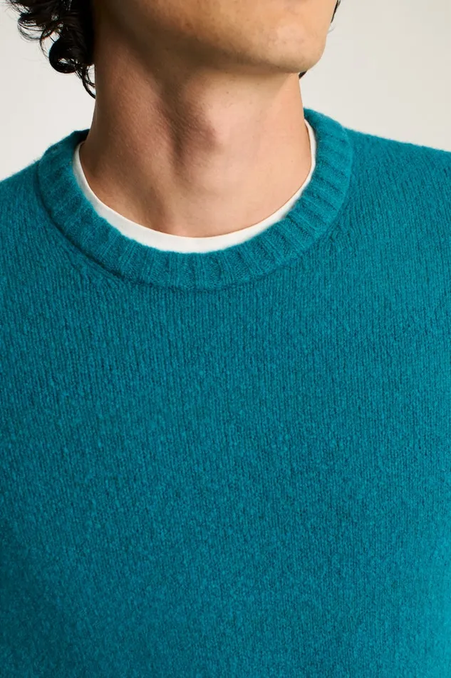 Men Bonobos Crew and VNeck Sweaters Boucle Crew Neck Sweater Blue Green