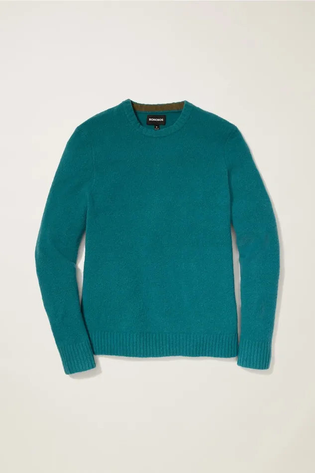 Men Bonobos Crew and VNeck Sweaters Boucle Crew Neck Sweater Blue Green