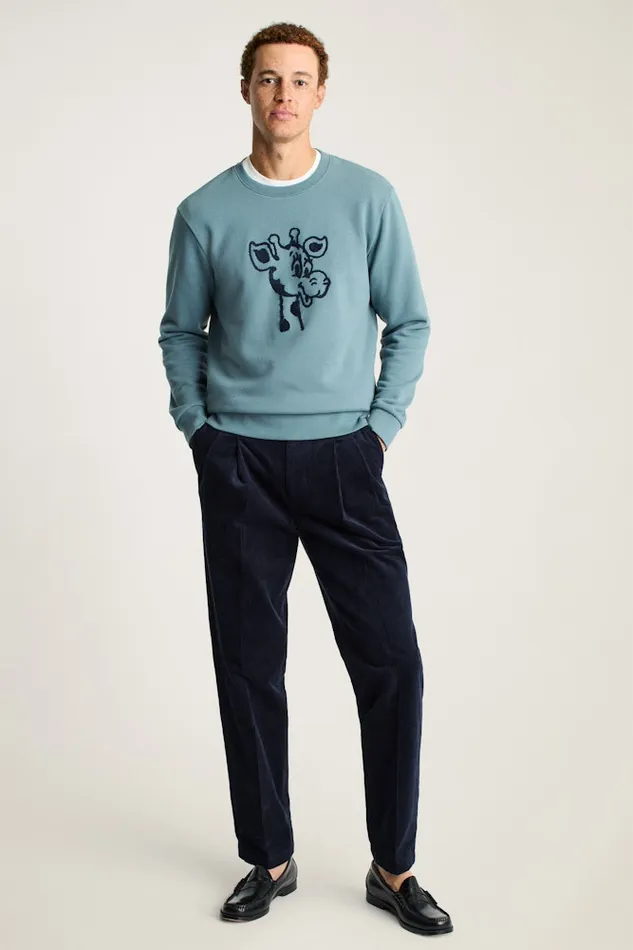 Men Bonobos Crew and VNeck Sweaters Geoffrey Supersoft Crew Kazoo Blue
