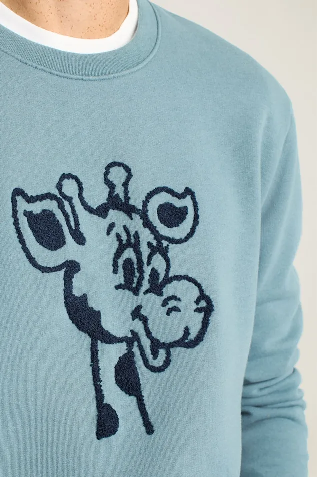 Men Bonobos Crew and VNeck Sweaters Geoffrey Supersoft Crew Kazoo Blue