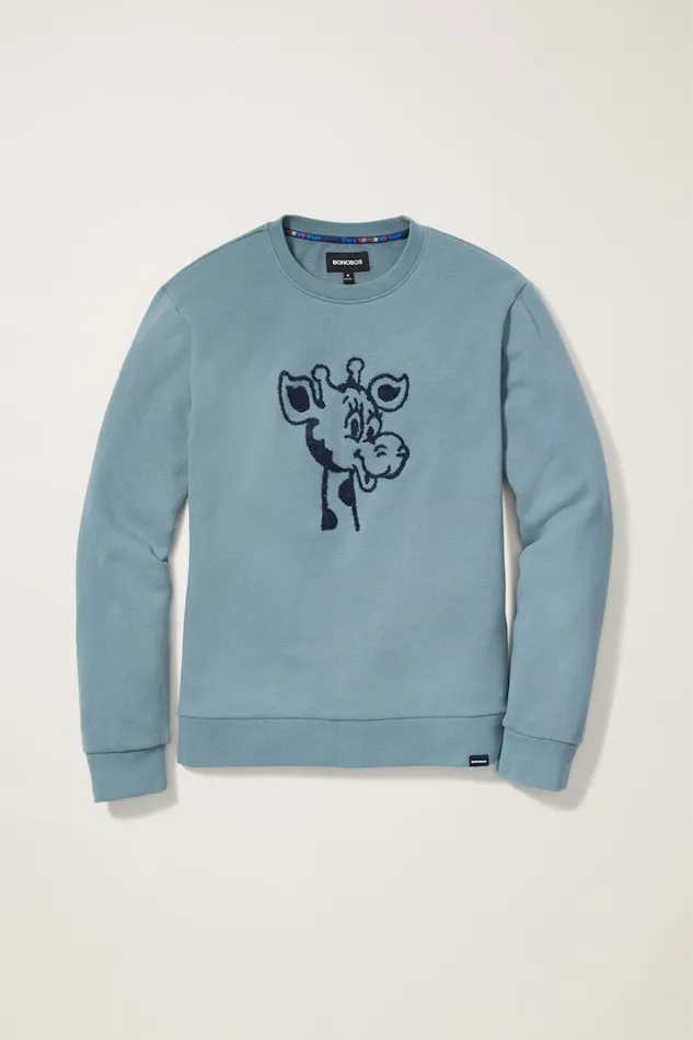 Men Bonobos Crew and VNeck Sweaters Geoffrey Supersoft Crew Kazoo Blue