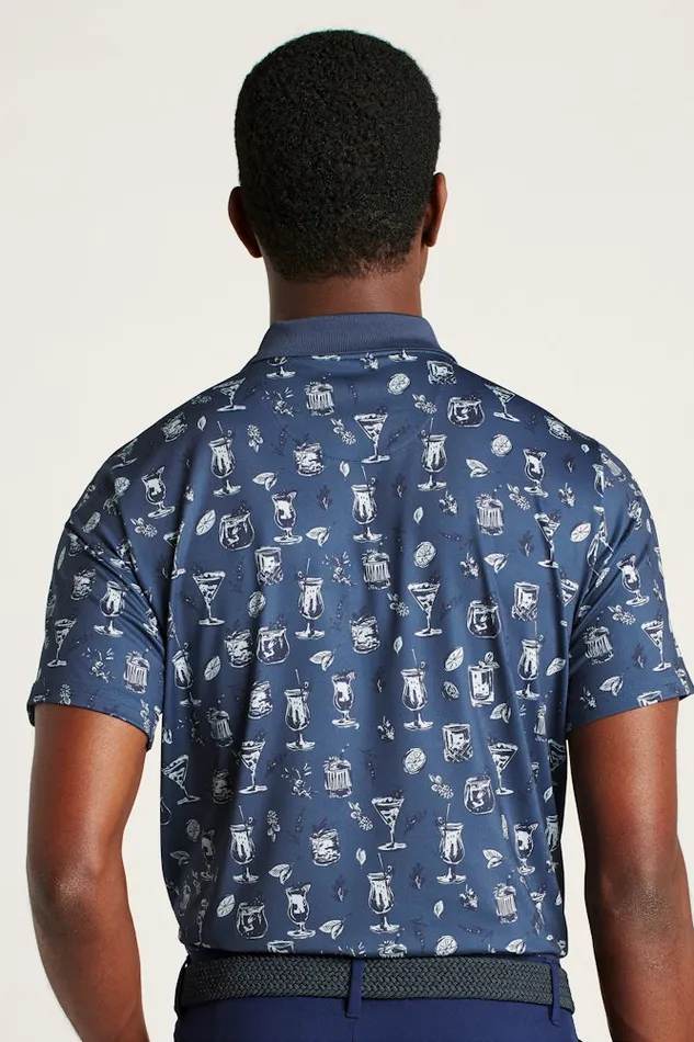 Men Bonobos Golf Polos and Tops The Performance Golf Polo Shirt Solid and Striped Navy Tiki Bar