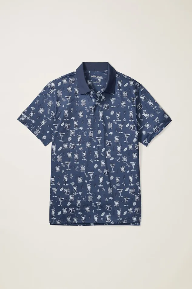 Men Bonobos Golf Polos and Tops The Performance Golf Polo Shirt Solid and Striped Navy Tiki Bar