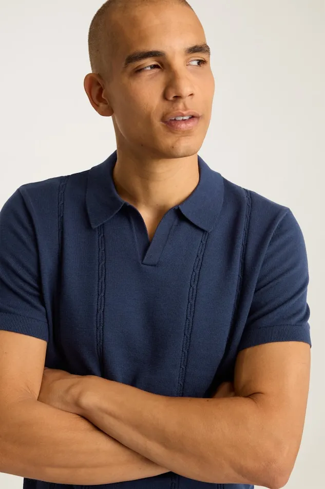 Men Bonobos Sweater Polos Hudson Sweater Polo Navy Cotton Cable Men Bonobos Sweater Polos Hudson Sweater Polo Navy Cotton Cable