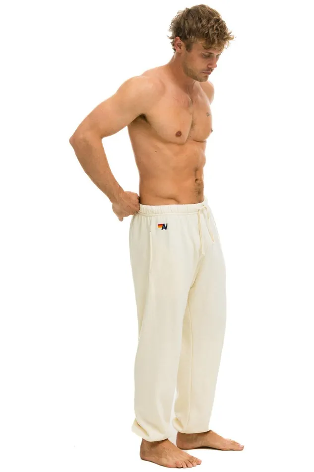 Men Bottoms Aviator Nation 5 STRIPE SWEATPANTS 8211 VINTAGE WHITE