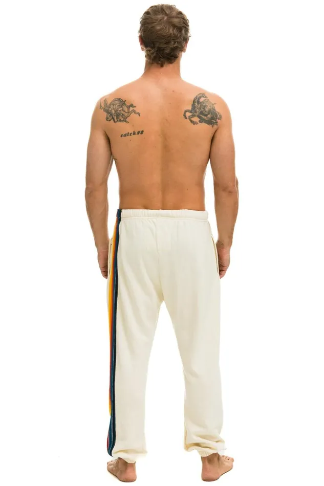 Men Bottoms Aviator Nation 5 STRIPE SWEATPANTS 8211 VINTAGE WHITE