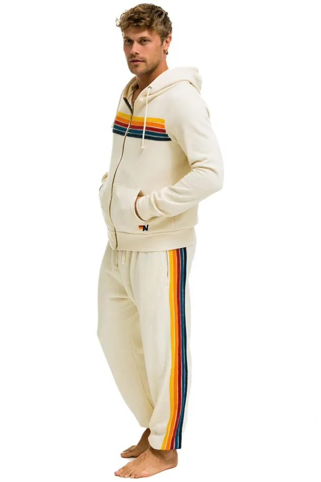 Men Bottoms Aviator Nation 5 STRIPE SWEATPANTS 8211 VINTAGE WHITE