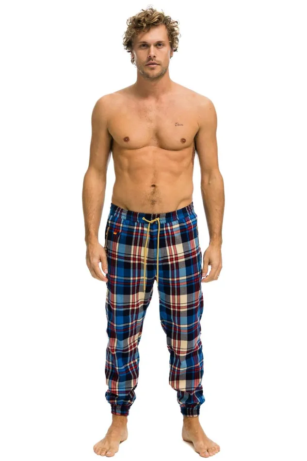Men Bottoms Aviator Nation MEN039S PLAID LODGE PANT 8211 PATRIOT PLAID