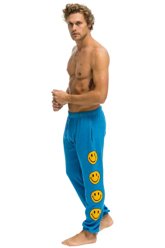 Men Bottoms Aviator Nation SMILEY 2 MENS SWEATPANTS 8211 OCEAN