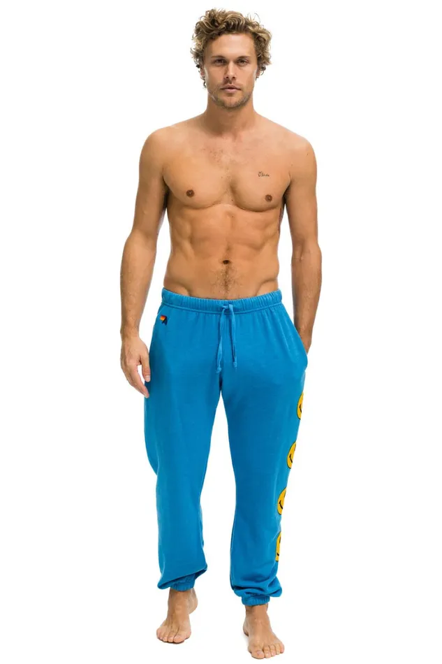 Men Bottoms Aviator Nation SMILEY 2 MENS SWEATPANTS 8211 OCEAN