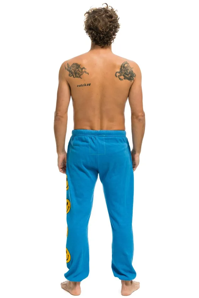 Men Bottoms Aviator Nation SMILEY 2 MENS SWEATPANTS 8211 OCEAN