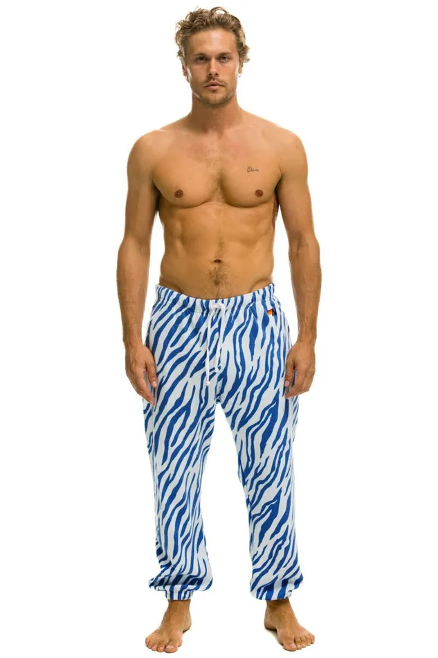 Men Bottoms Aviator Nation TIGER SWEATPANTS 8211 BLUE TIGER