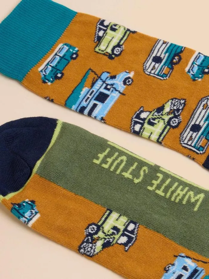 Men Campervan Ankle Sock Yellow Multi White Stuff Socks