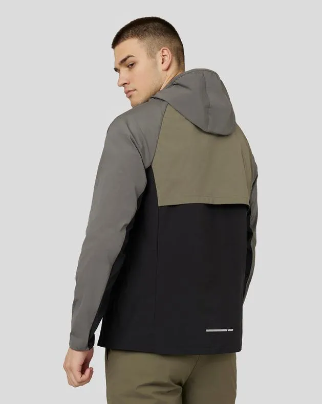 Men Castore Jackets Flow Long Sleeve Hooded Woven Jacket 8211 GreyBlack