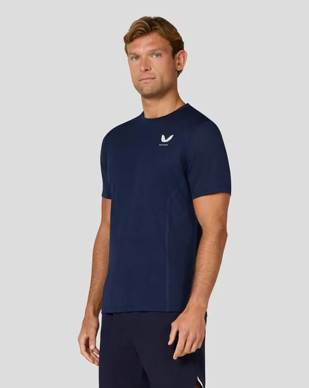 Men Castore Tops Apex Short Sleeve Engineered Knit T Shirt 8211 Midnight Navy