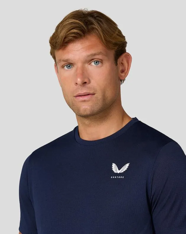 Men Castore Tops Apex Short Sleeve Engineered Knit T Shirt 8211 Midnight Navy