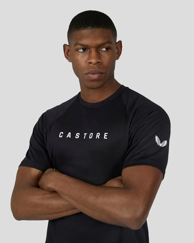 Men Castore Tops Black Short Sleeve Raglan TShirt