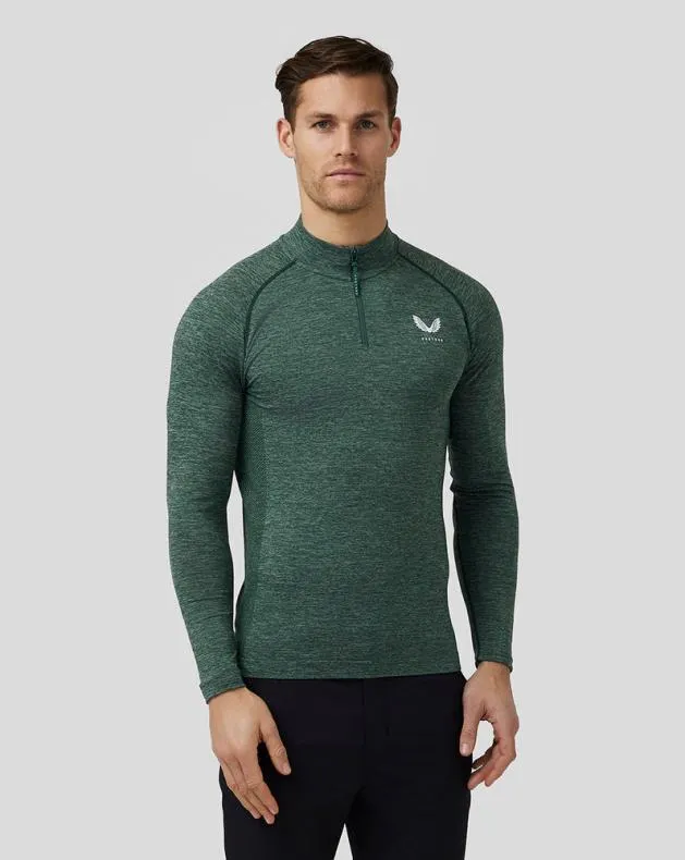 Men Castore Tops Golf Body Mapped Seamless Quarter Zip Top 8211 Pine Grey