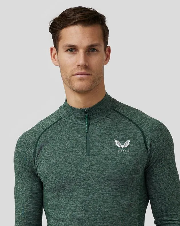 Men Castore Tops Golf Body Mapped Seamless Quarter Zip Top 8211 Pine Grey