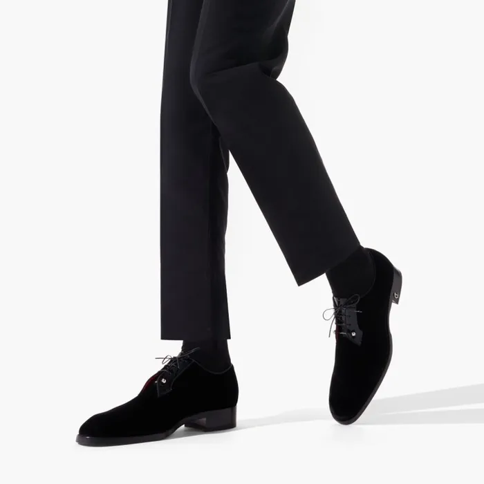 Men Chambeliss Laceups 8211 Velvet And Patent Calf 8211 Black Christian Louboutin Buckles and Laceups Men Chambeliss Laceups 8211 Velvet And Patent Calf 8211 Black Christian Louboutin Buckles and Laceups