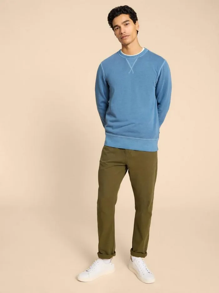 Men Crew Neck Sweat Mid Blue White Stuff Knitwear