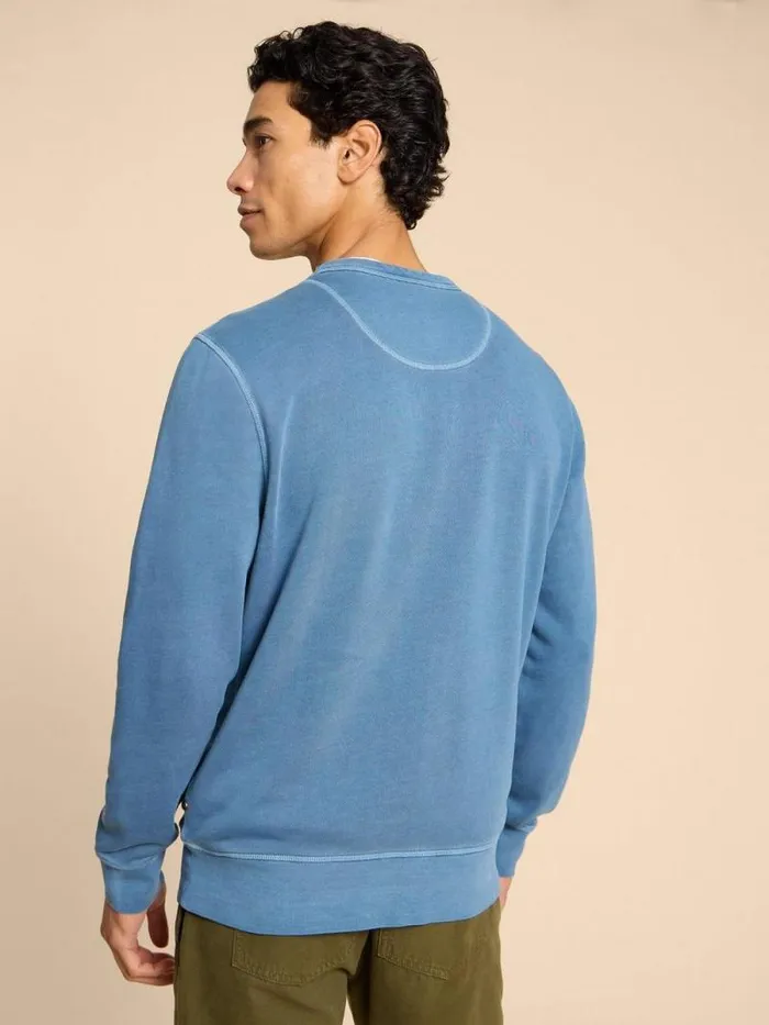 Men Crew Neck Sweat Mid Blue White Stuff Knitwear