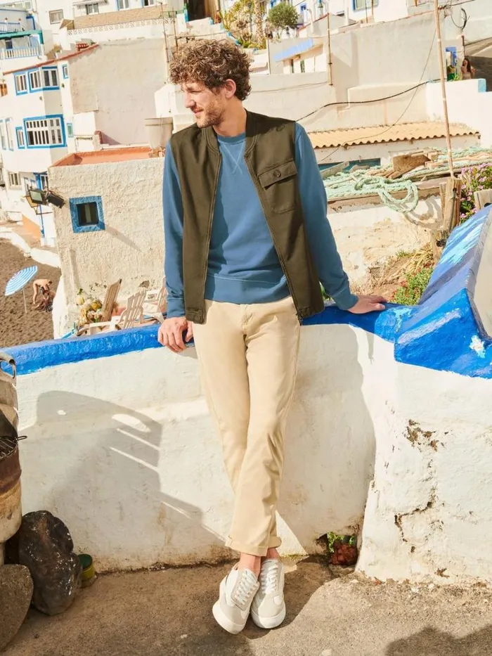 Men Crew Neck Sweat Mid Blue White Stuff Knitwear