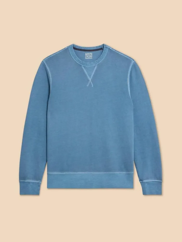 Men Crew Neck Sweat Mid Blue White Stuff Knitwear