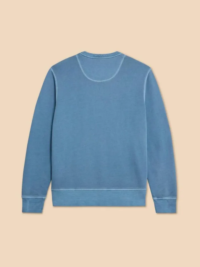 Men Crew Neck Sweat Mid Blue White Stuff Knitwear