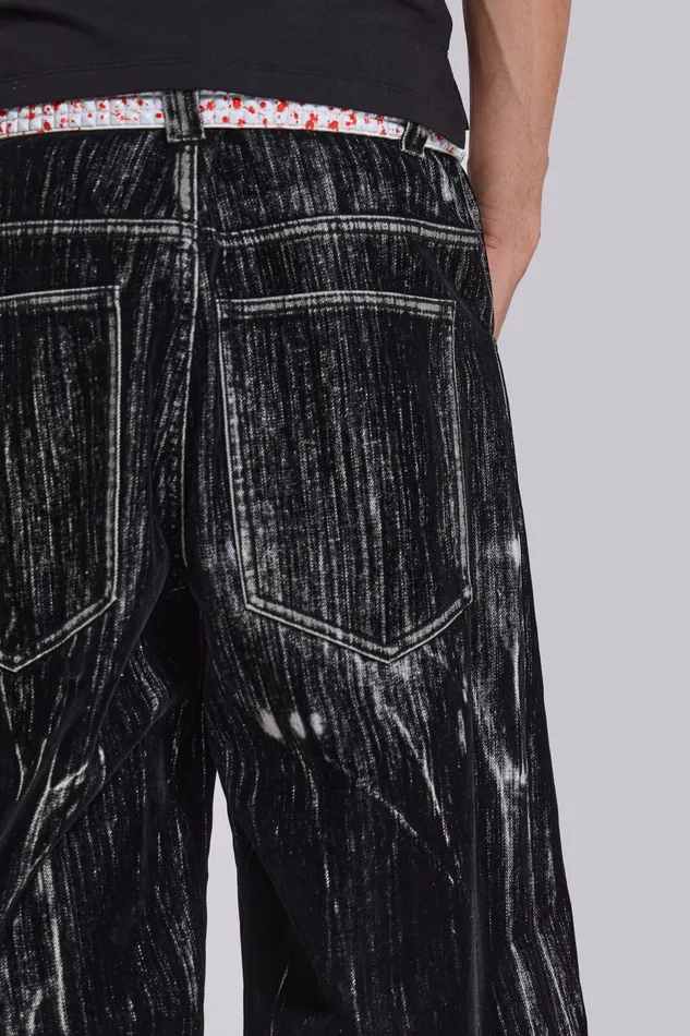 Men Denim Jaded London Black Flock Colossus Jeans