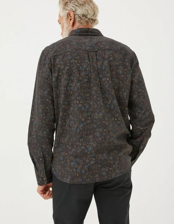 Men FatFace Men039s Sale Long Sleeve Painted Floral Print Shirt Grey Marl