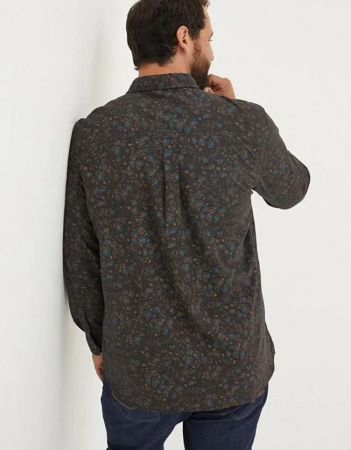 Men FatFace Men039s Sale Long Sleeve Painted Floral Print Shirt Grey Marl