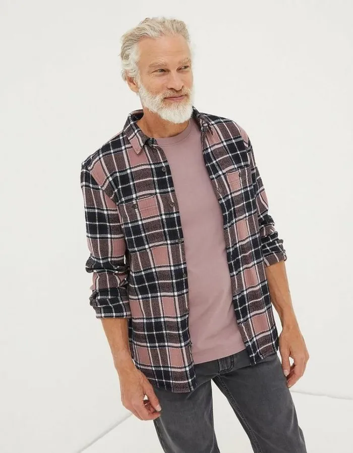 Men FatFace Men039s Sale Long Sleeve Ripley Check Shirt Washed Purple
