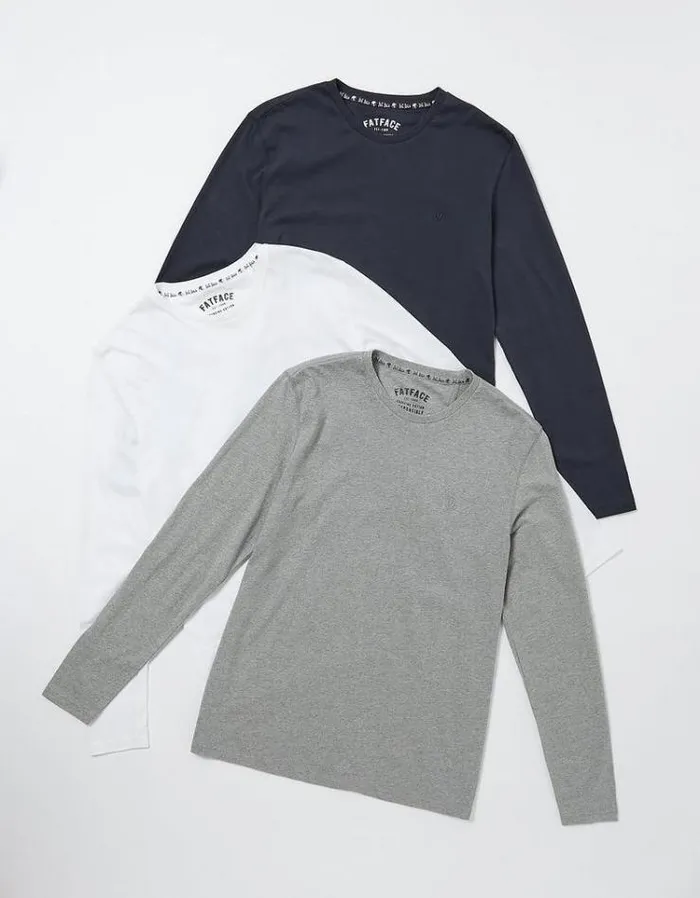 Men FatFace Nightwear and Loungewear 3 Pack Long Sleeve TShirts Navy