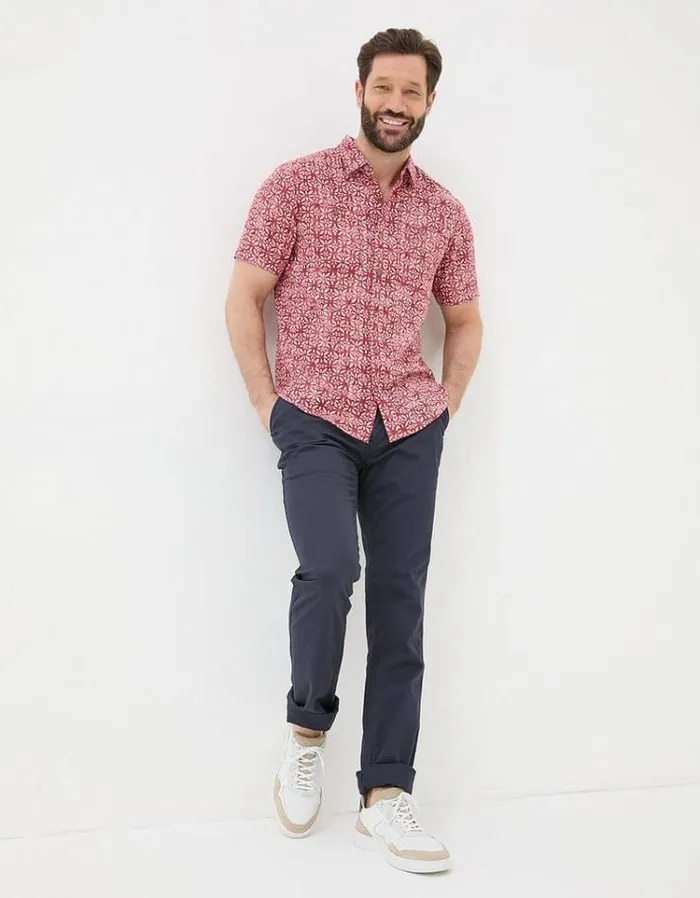 Men FatFace Shirts Geo Tile Print Shirt Red