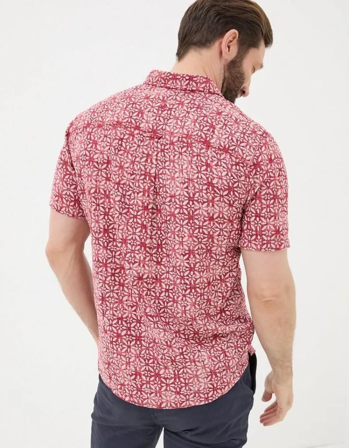 Men FatFace Shirts Geo Tile Print Shirt Red