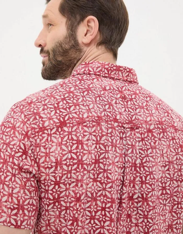 Men FatFace Shirts Geo Tile Print Shirt Red