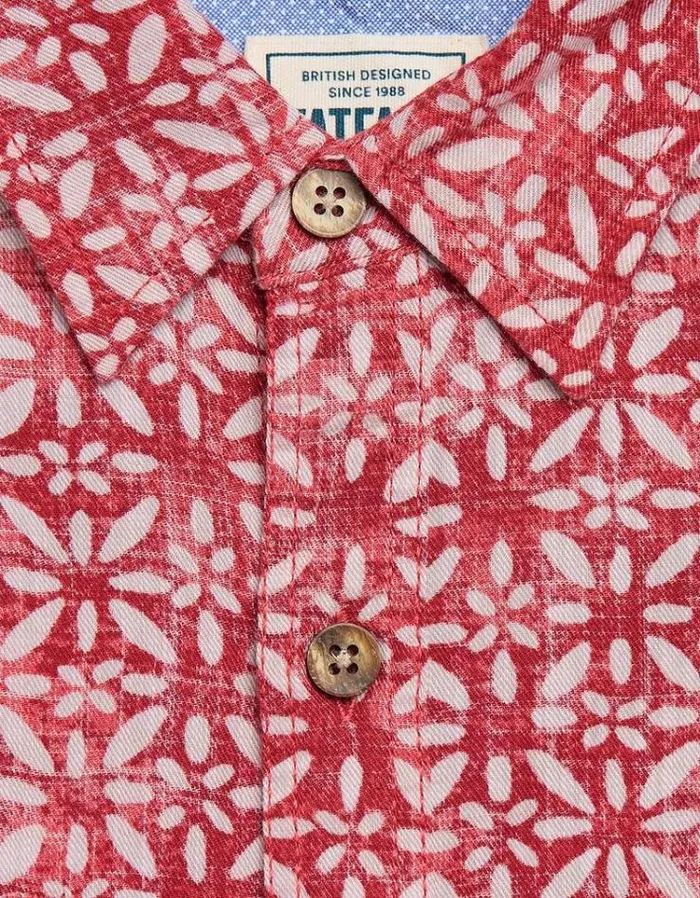 Men FatFace Shirts Geo Tile Print Shirt Red