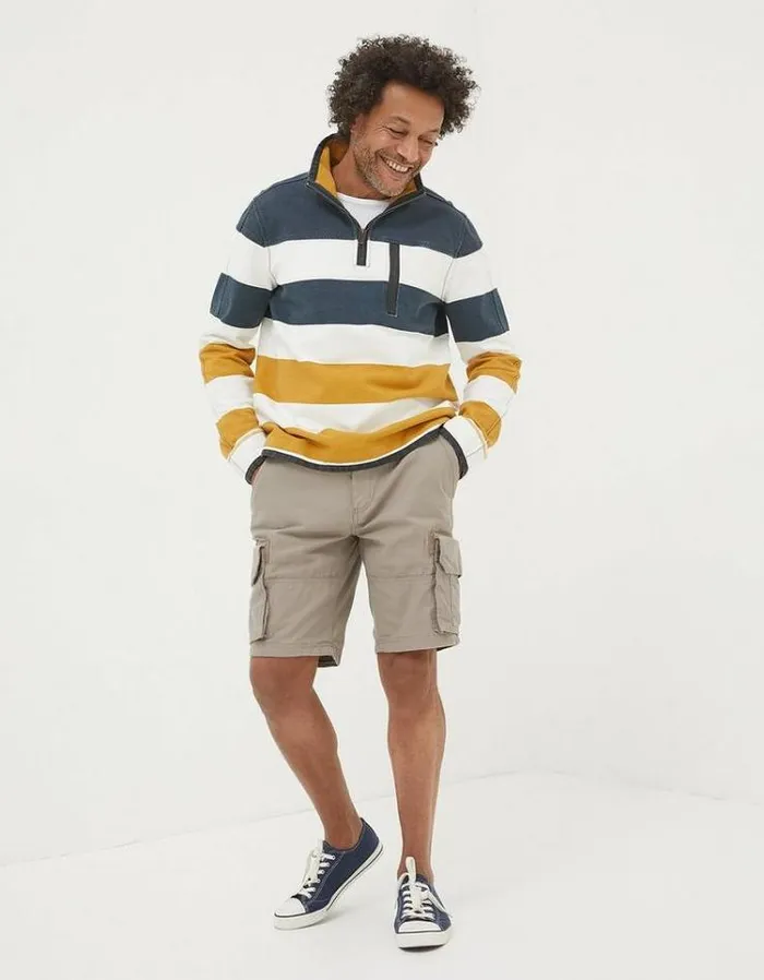 Men FatFace Shorts Breakyard Organic Cotton Cargo Shorts Light Grey
