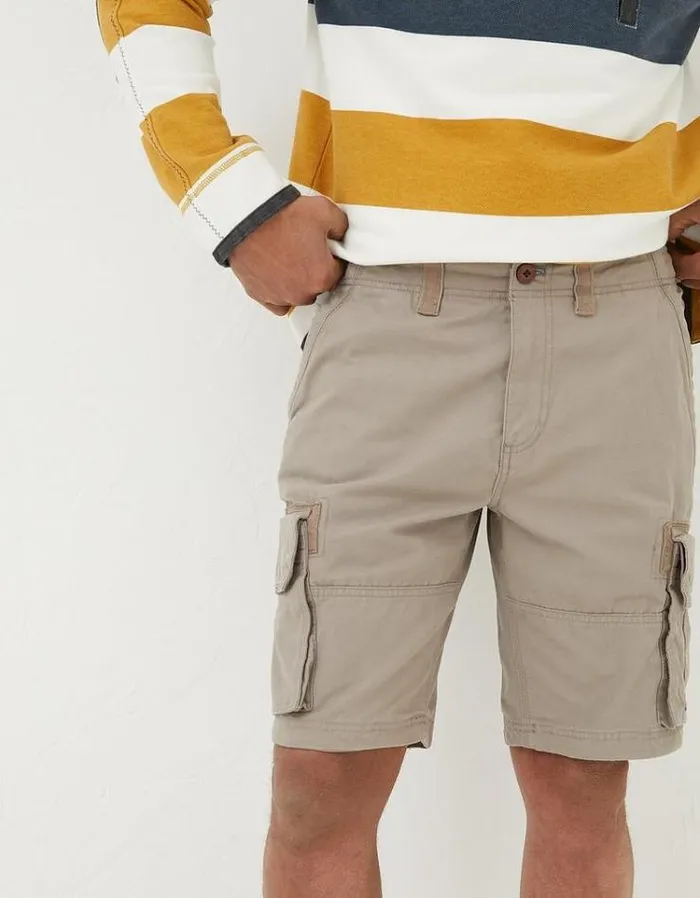 Men FatFace Shorts Breakyard Organic Cotton Cargo Shorts Light Grey